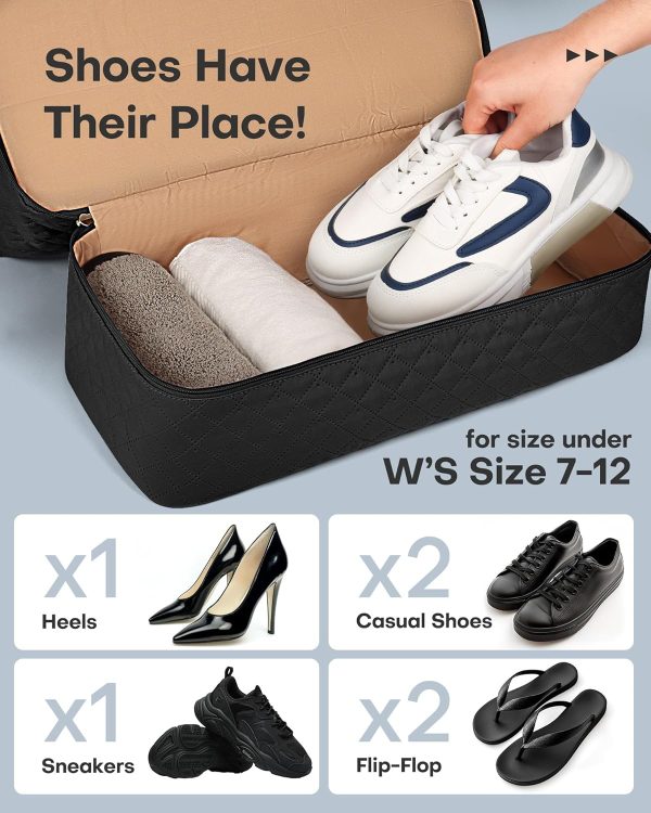 Travel Duffel Bag - Weekender Bags for Women, Carry On Bag with Shoe Compartment, Overnight Bag with Toiletry Bag for Travel Essentials and Travel Accessories, Black, 13.4"×17.3"×7.9" - Image 3