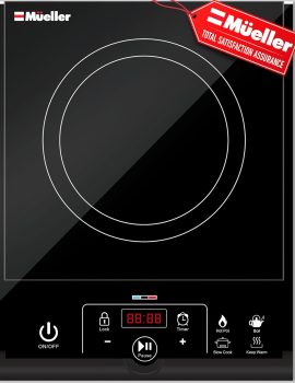Mueller RapidTherm Portable Induction Cooktop, 1800W Hot Plate Electric Stove Top Burner. 8 Temp Levels, Auto-Off & Pot Detection, LED Display, Child Lock, 4 Programs, Burners for Cooking
