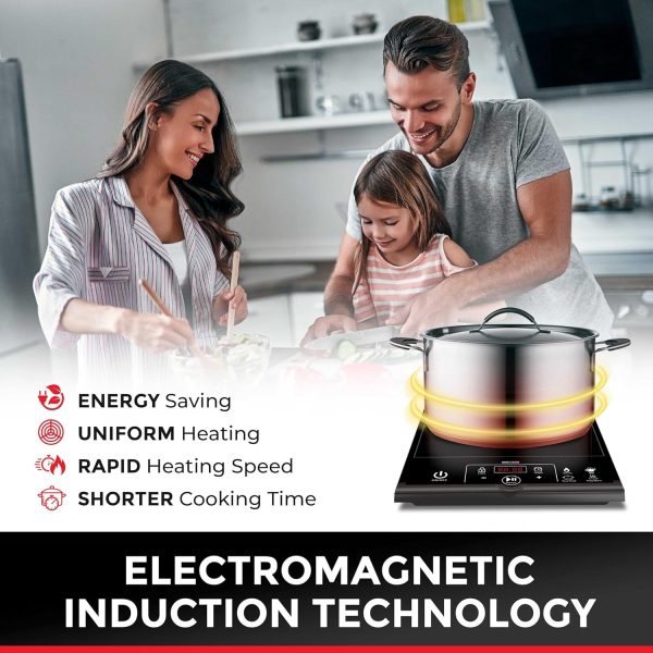 Mueller RapidTherm Portable Induction Cooktop, 1800W Hot Plate Electric Stove Top Burner. 8 Temp Levels, Auto-Off & Pot Detection, LED Display, Child Lock, 4 Programs, Burners for Cooking - Image 5