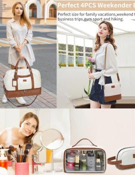Weekender Bags for Women Large Overnight Bag Weekend Travel Duffel Bag Carry on Shoulder with Shoe Compartment Toiletry Bag for Travel Business Gym